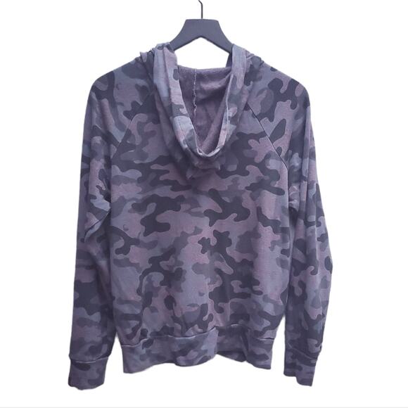 Sundry Camo Zip Up Hoodie Light Dark Grey Print Size 2 Medium Sweatshirt Comfy - Picture 6 of 15